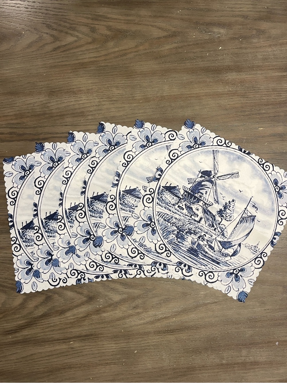 Delft Blue Windmill Placemats x Set of 6